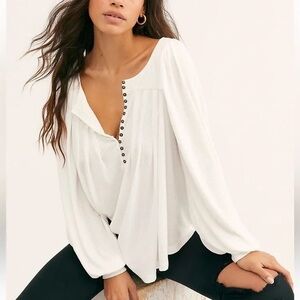 Free People Devin Long Sleeve Textured Knit Blouse